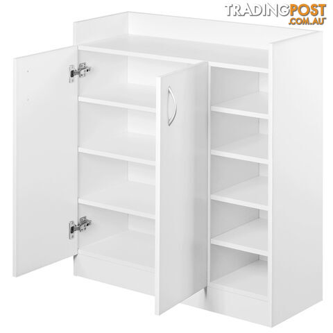 2 Doors Shoe Cabinet Storage Cupboard White