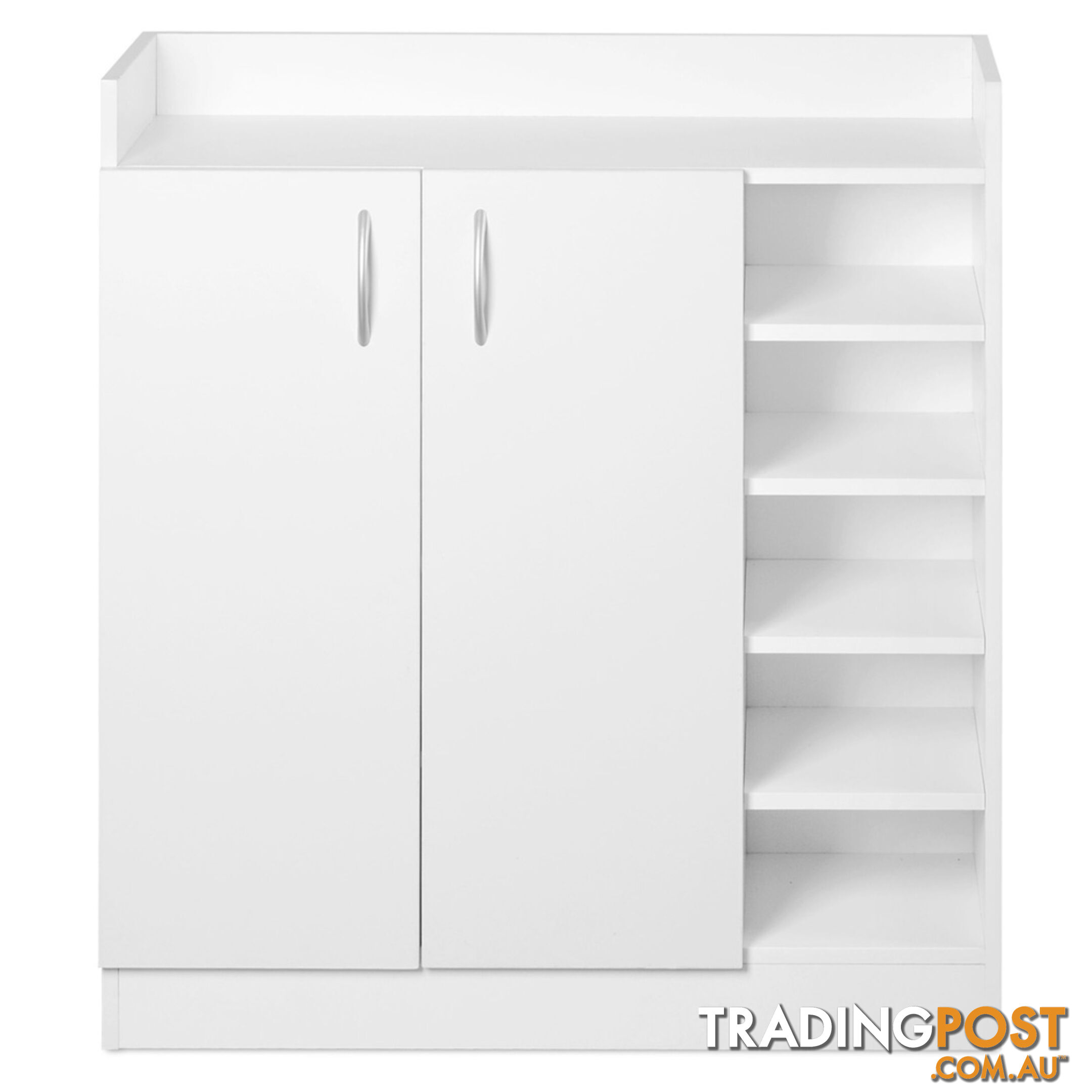 2 Doors Shoe Cabinet Storage Cupboard White