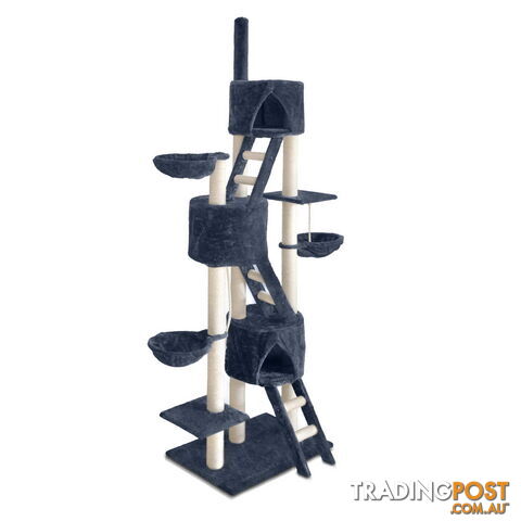 244cm Cat Scratching Poles Tree Kitten Post Pet Tower Gym House Condo Dark Grey