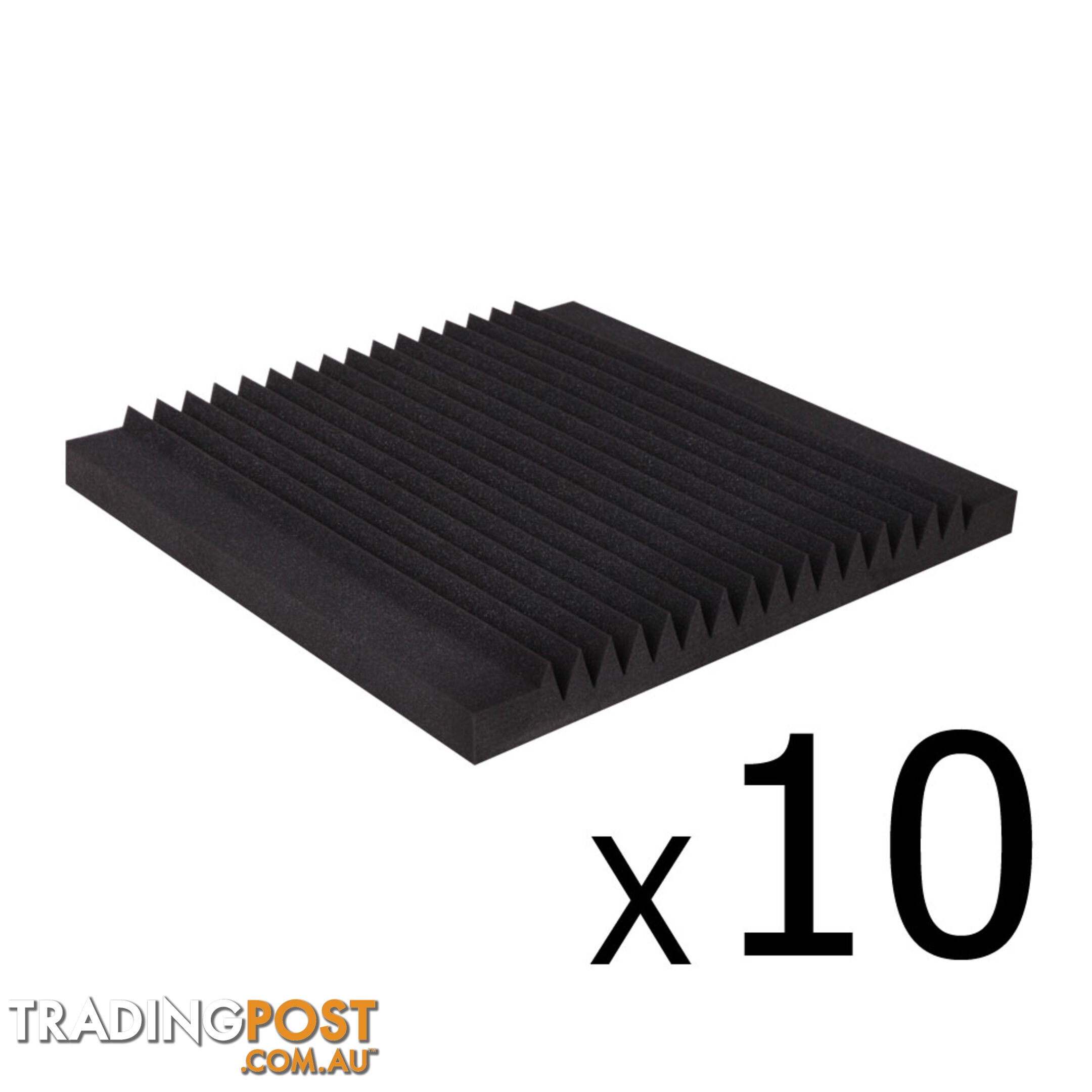 Set of 10 Studio Acoustic Foam Tile Wedge Black 50 x 50 x 5cm