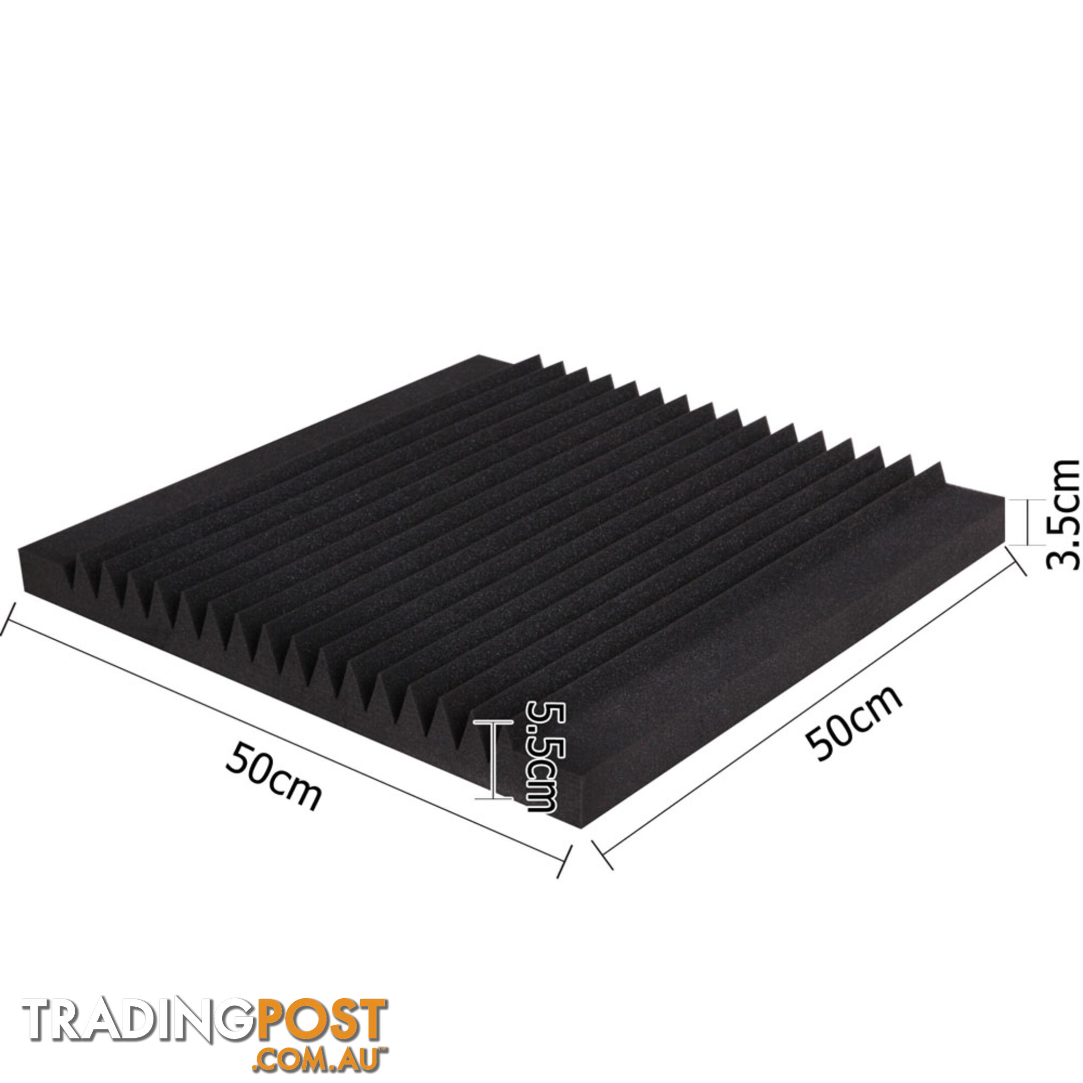 Set of 10 Studio Acoustic Foam Tile Wedge Black 50 x 50 x 5cm