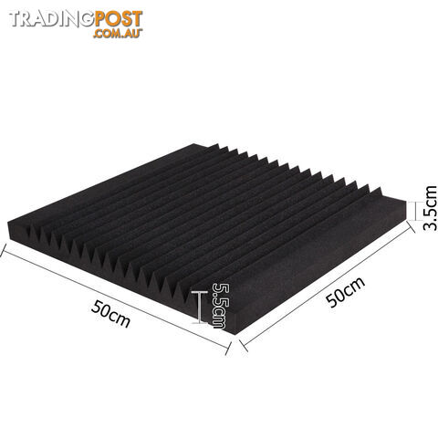 Set of 10 Studio Acoustic Foam Tile Wedge Black 50 x 50 x 5cm