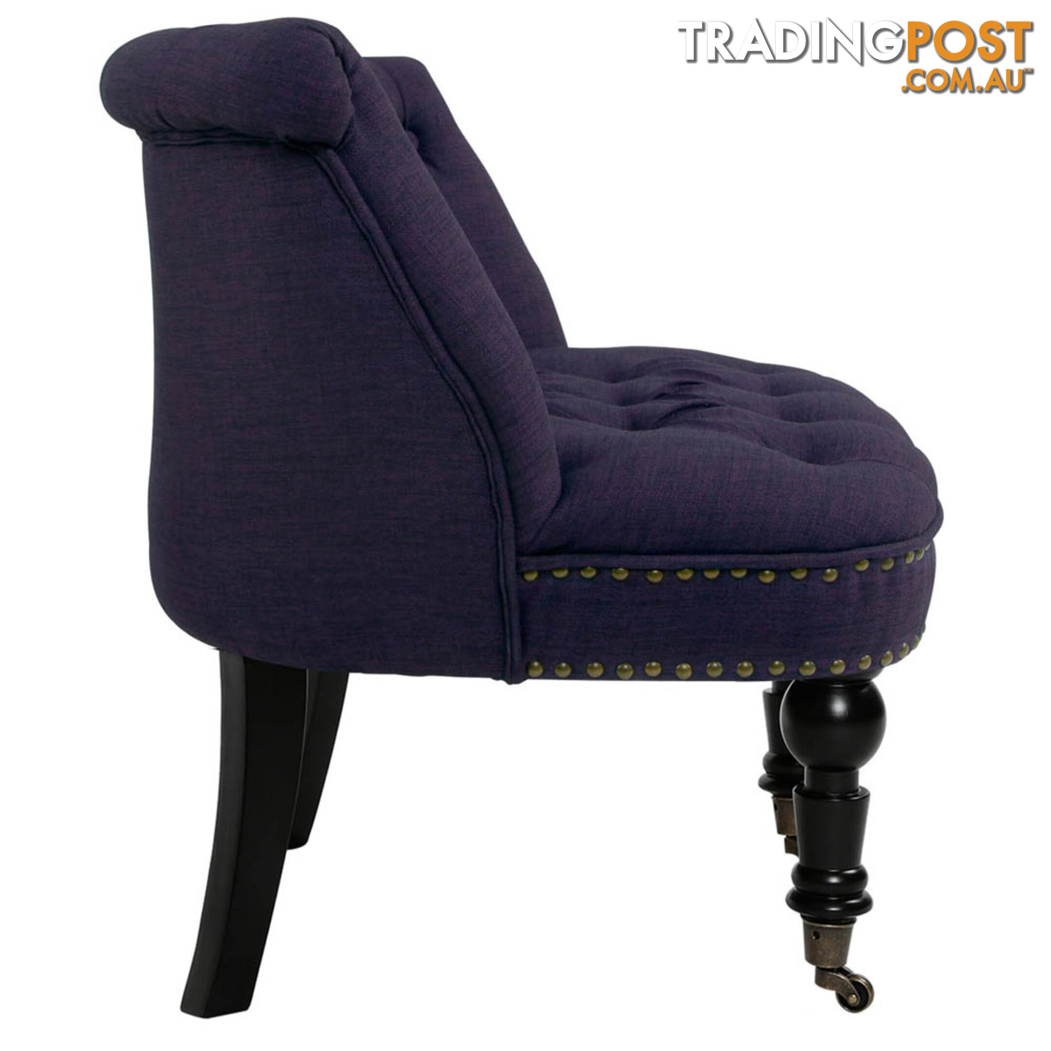 Lorraine Chair French Provincial Linen Fabric Sofa Dark Purple
