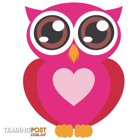 Pink Owl with Big Eyes Wall Stickers - Totally Movable