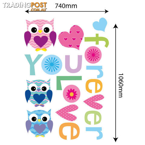 Extra Large Size Love Forever Owls Wall Sticker - Totally Movable