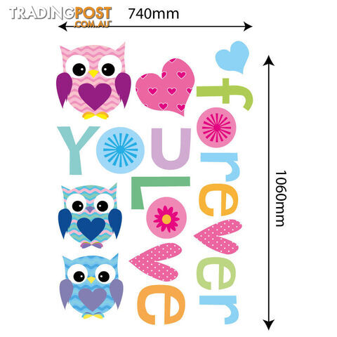 Extra Large Size Love Forever Owls Wall Sticker - Totally Movable