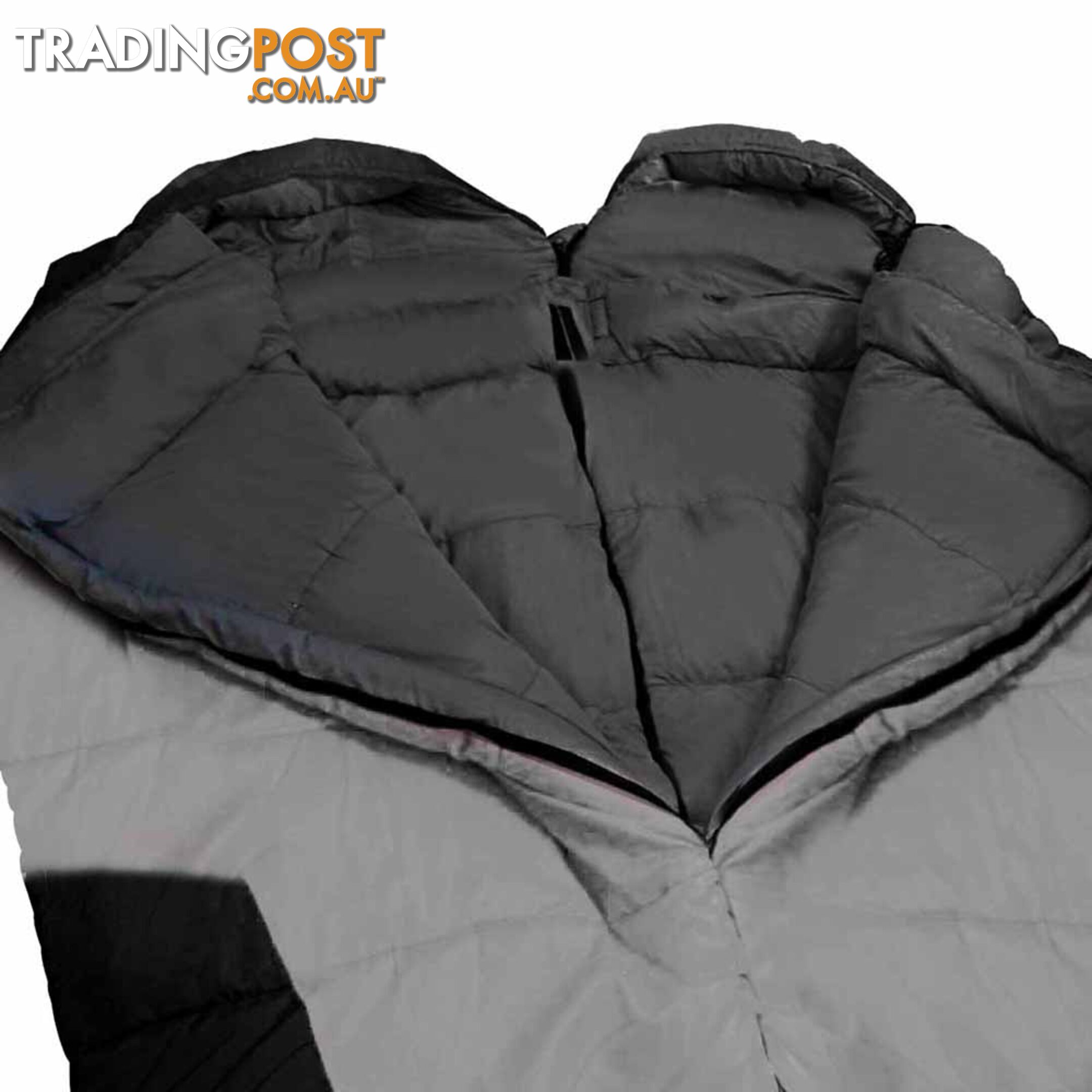 2 x Sleeping Bag Twin Outdoor Camping Thermal Tent Hiking -10_ Grey Black