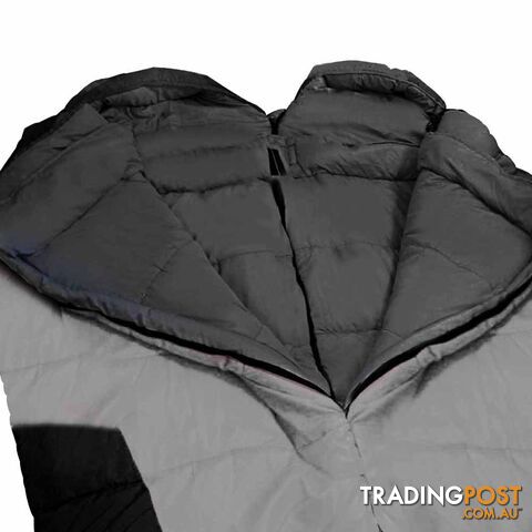 2 x Sleeping Bag Twin Outdoor Camping Thermal Tent Hiking -10_ Grey Black