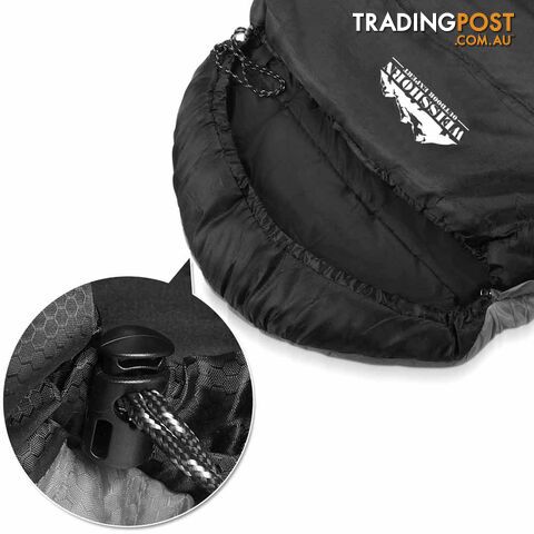 2 x Sleeping Bag Twin Outdoor Camping Thermal Tent Hiking -10_ Grey Black