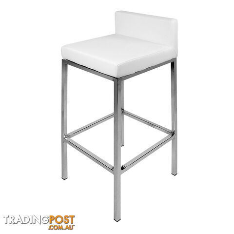 2 x Modern Low Backrest Bar Stool PU Leather Cafe Kitchen Bar Chair Seat White