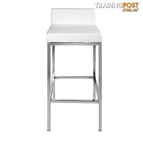 2 x Modern Low Backrest Bar Stool PU Leather Cafe Kitchen Bar Chair Seat White