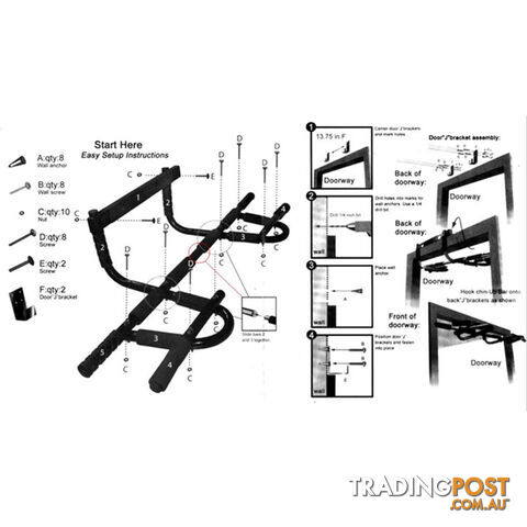 Portable Chin Up Workout Bar Home Door Pull Up Abs Exercise Doorway Wall Fitness