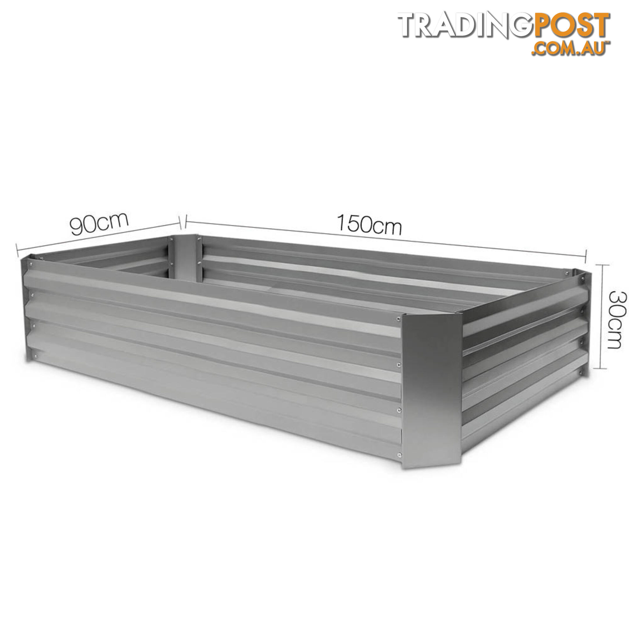 Raised Garden Bed Galvanised Steel 150x90x30cm Elevated Instant Planter White