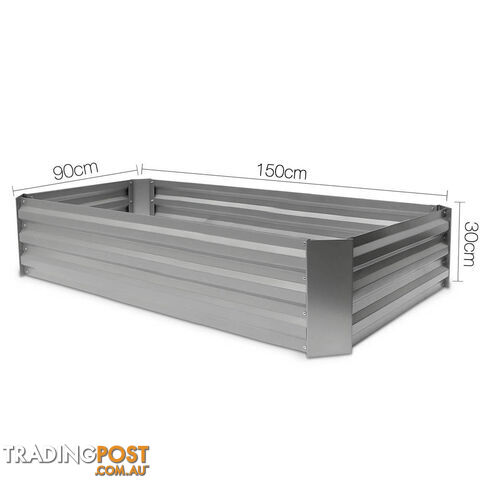 Raised Garden Bed Galvanised Steel 150x90x30cm Elevated Instant Planter White