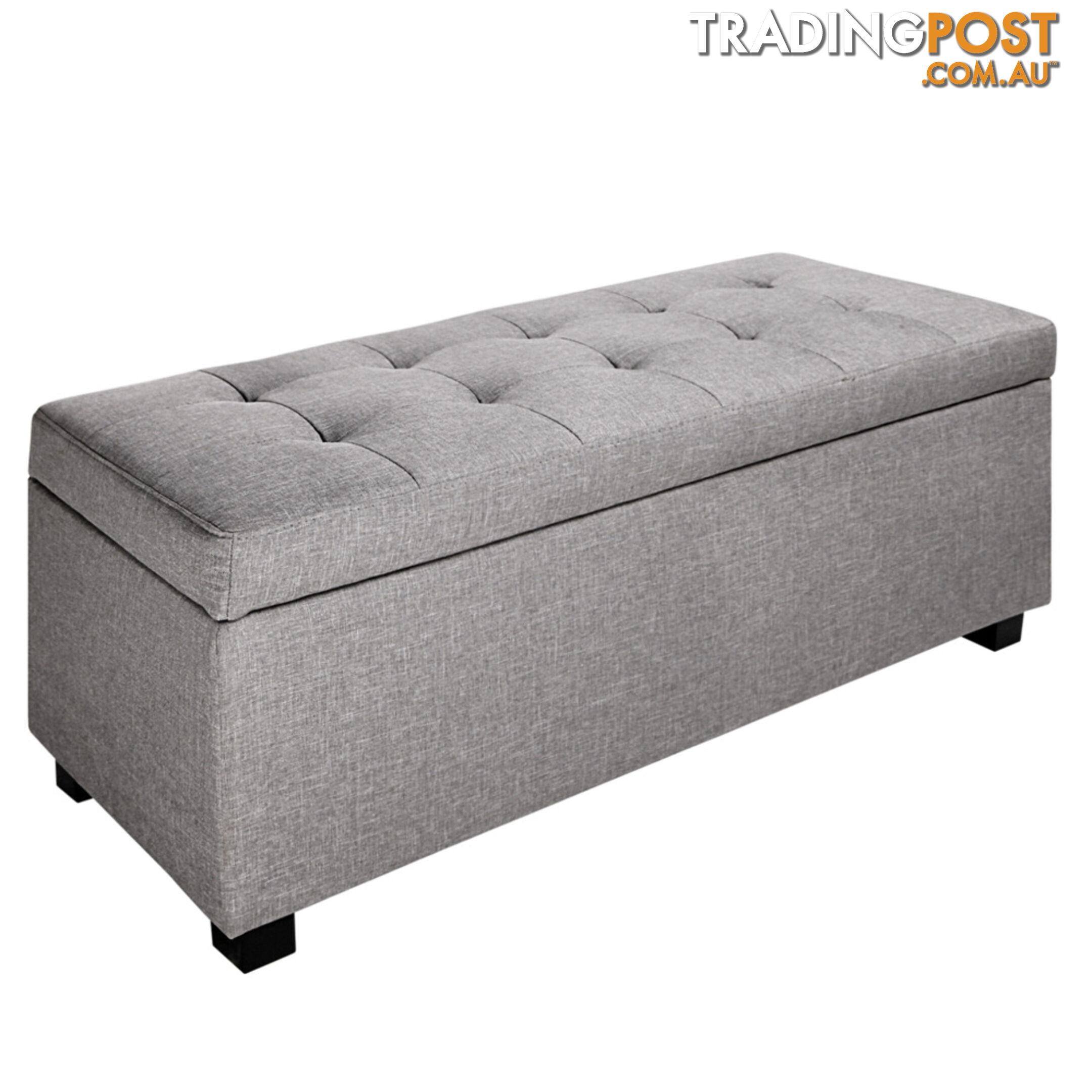 Ottoman Storage Blanket Box Foot Stool Toy Bed Faux Linen Large Light Grey