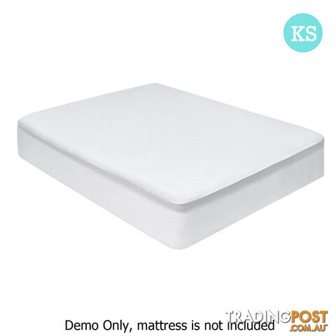 King Single Waterproof Bamboo Fibre Mattress Protector Fitted Fabric Bed Cover