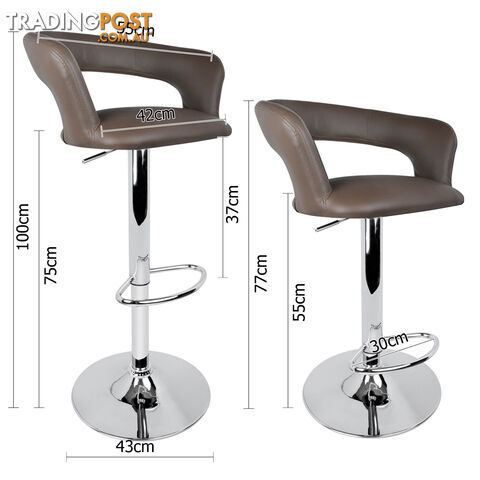 2xPU Leather Backrest Kitchen Bar Stool Cafe Pub Office Barstools Chair Charcoal