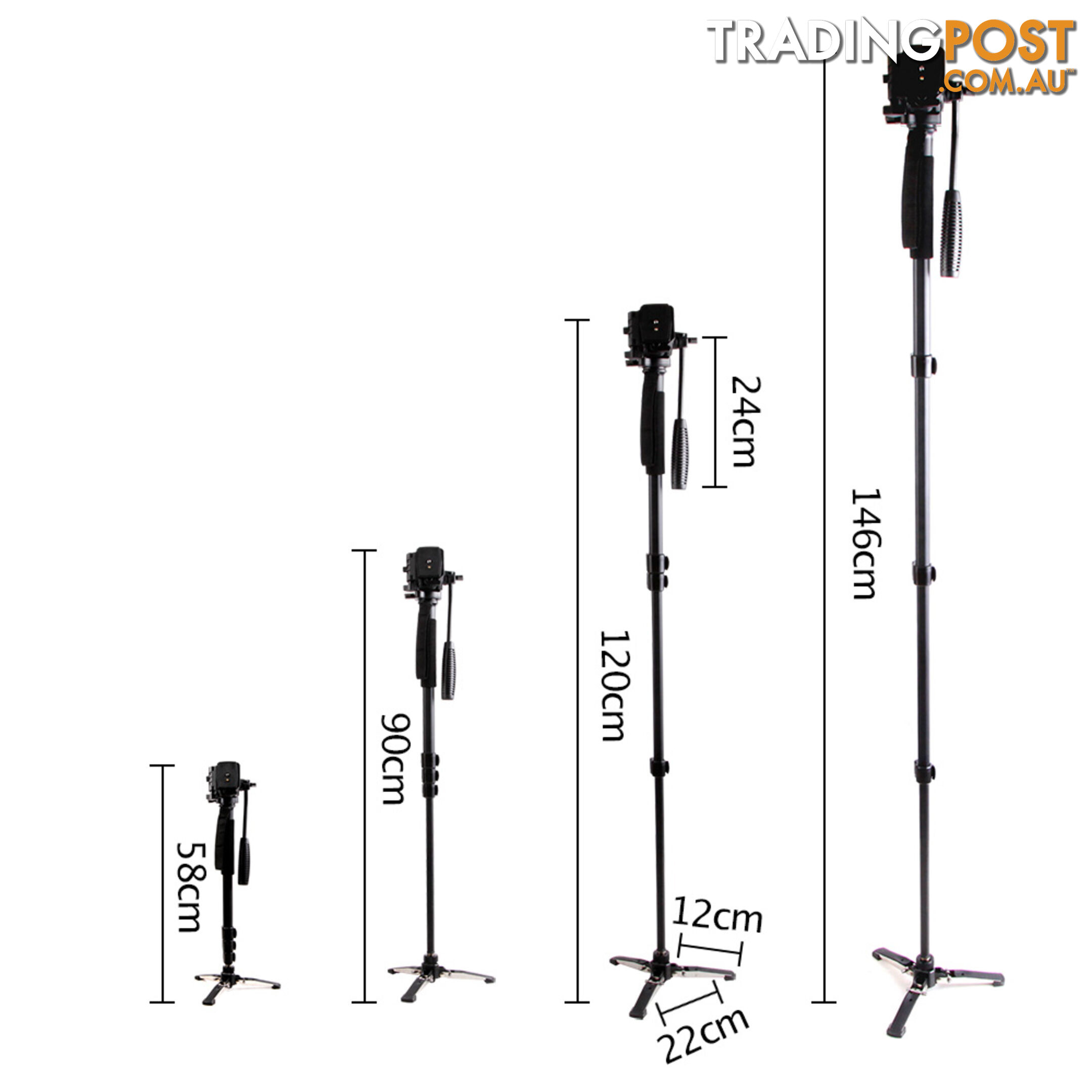 DSLR Camera Monopod Unipod Tripod Holder Digital Camera Vedio 146CM Black