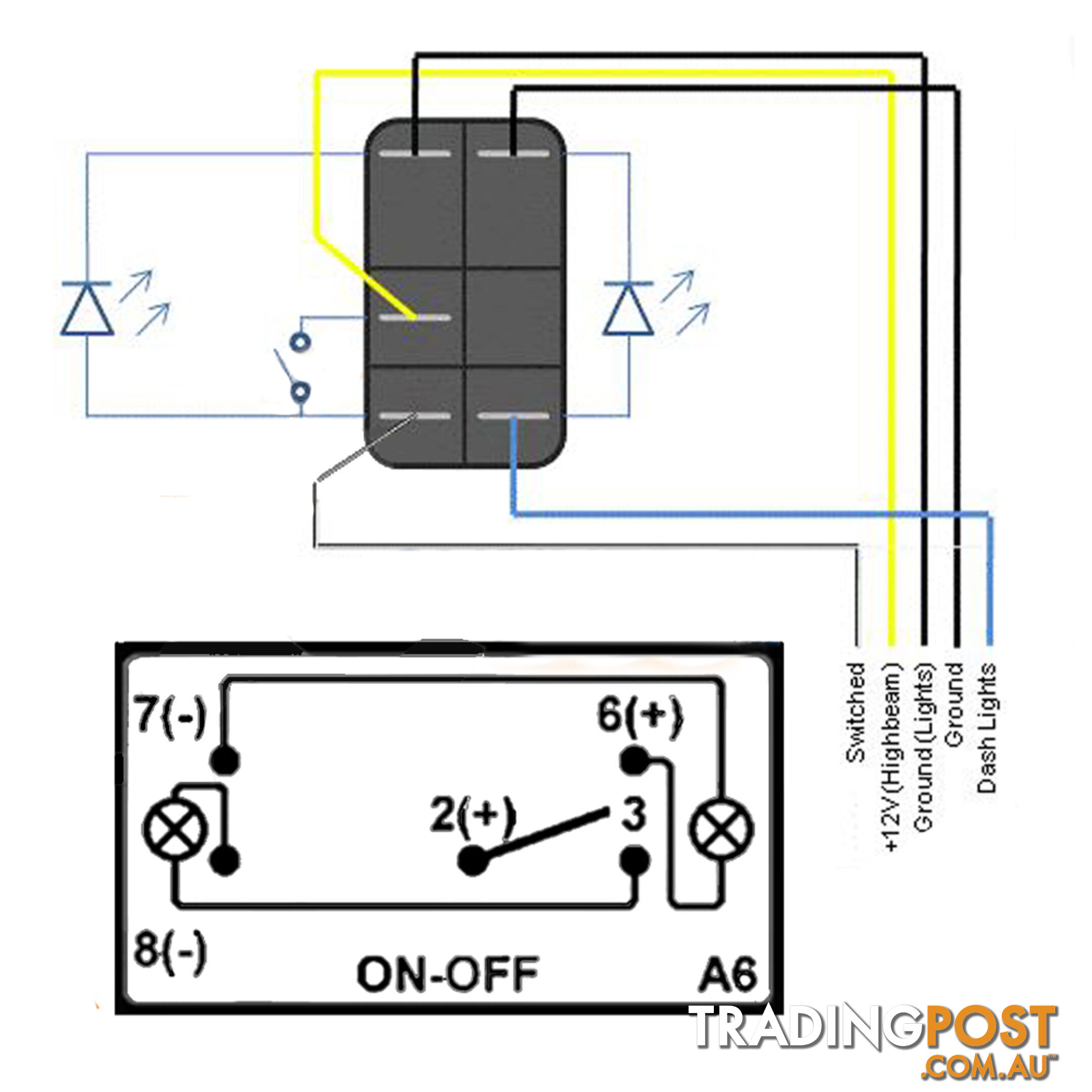 REVERSE LIGHTS CARLING ROCKER SWITCH LASER ETCHED WORK LIGHT BAR 4WD HID 12V 24V