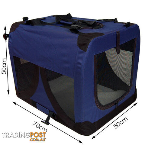 Large Portable Pet Soft Cage Puppy Dog Cat Crate Carrier Folding Kennel Blue