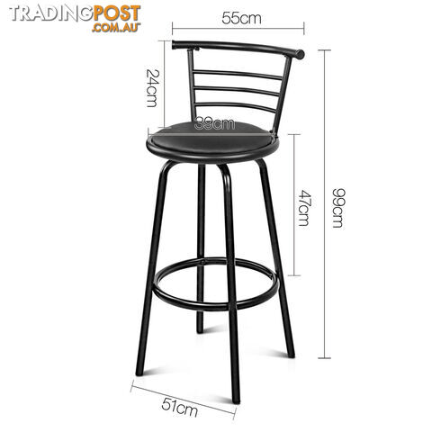 Set of 2 360ÁSwivel Bar Stool - Black