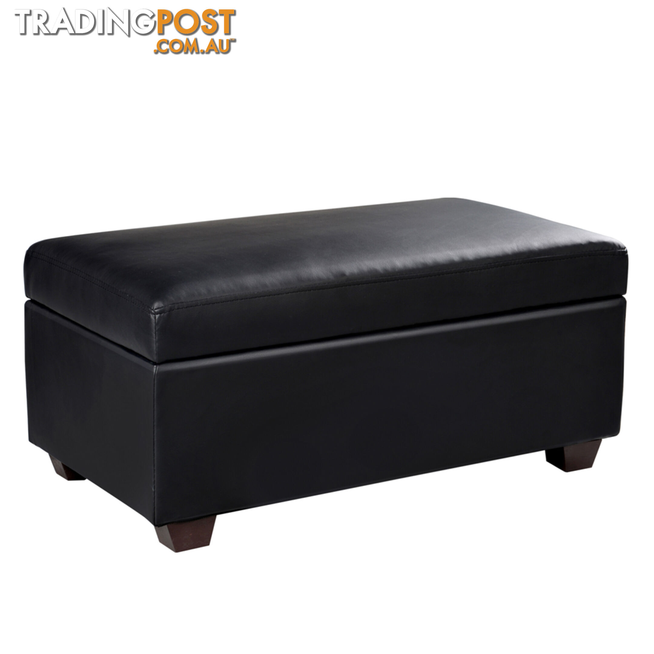 Ottoman Seat Storage Faux PU Leather Blanket Toy Box Foot Stool Large Black