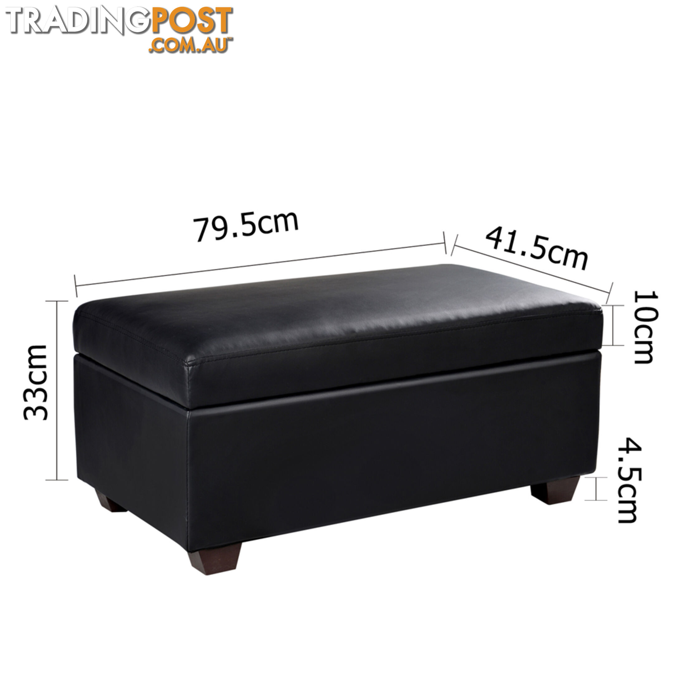 Ottoman Seat Storage Faux PU Leather Blanket Toy Box Foot Stool Large Black