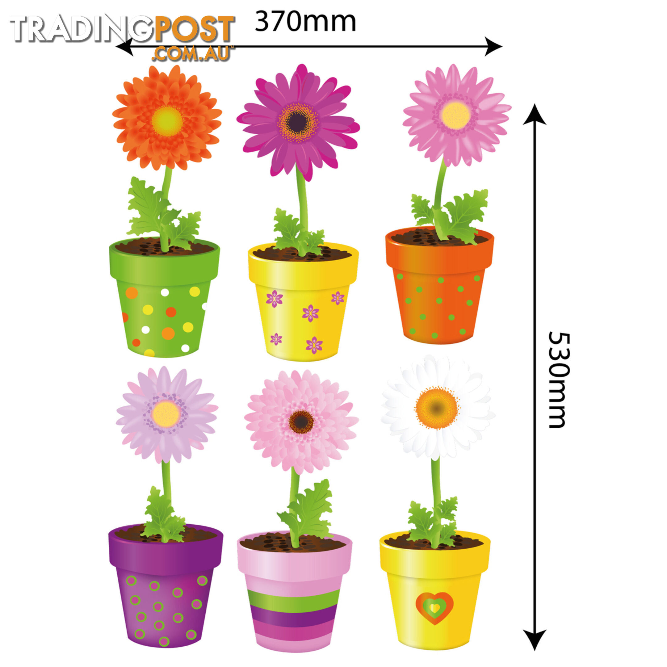 Large Size Flower Pot Wall Stickers - Totally Movable