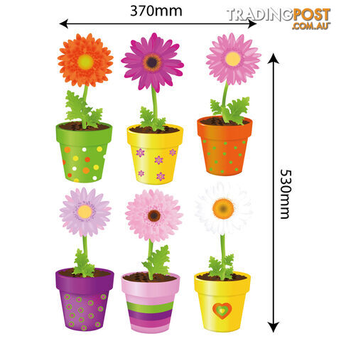 Large Size Flower Pot Wall Stickers - Totally Movable