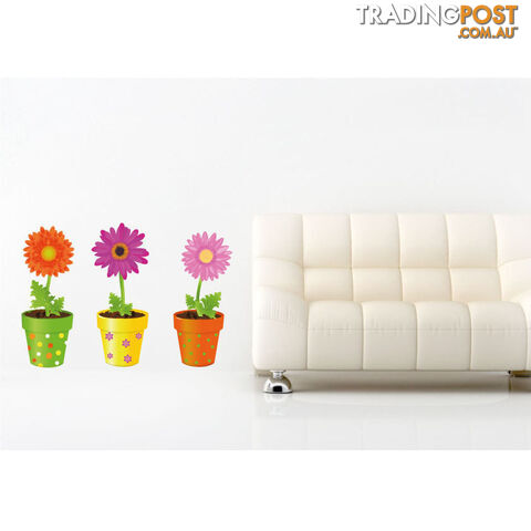 Large Size Flower Pot Wall Stickers - Totally Movable