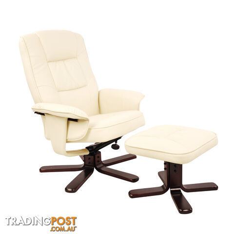 PU Leather Recliner Ottoman Chair Office Lounge Couch Armchair Beige
