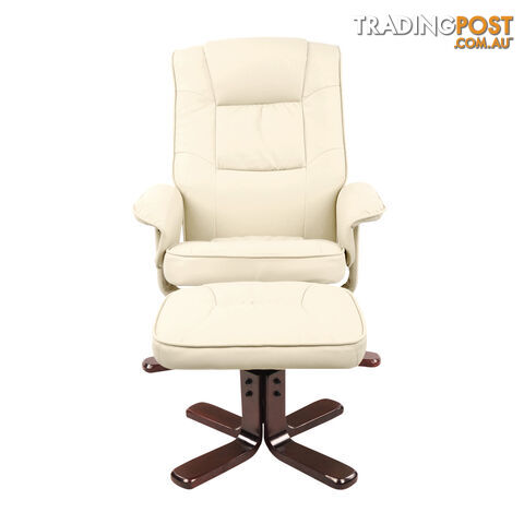 PU Leather Recliner Ottoman Chair Office Lounge Couch Armchair Beige