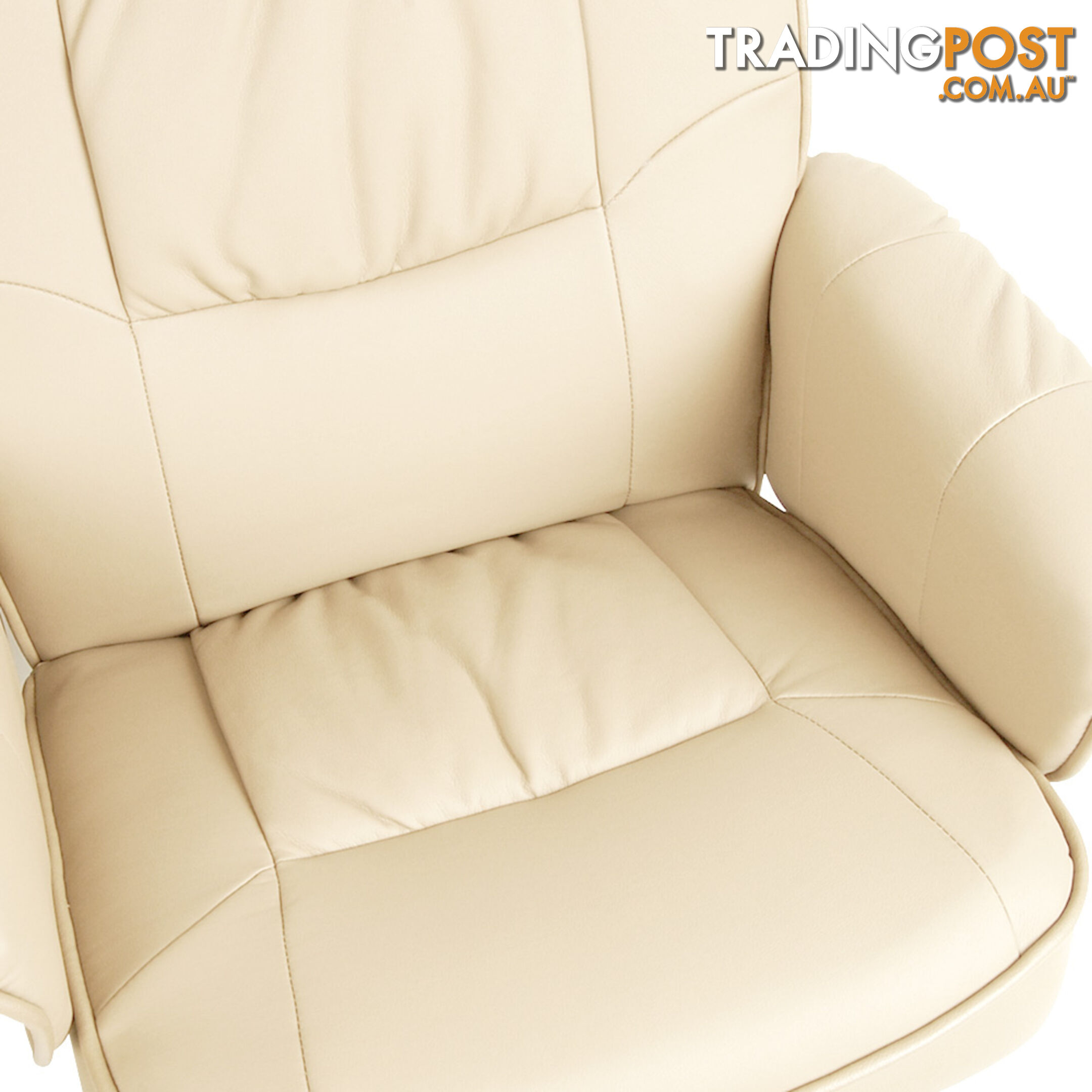 PU Leather Recliner Ottoman Chair Office Lounge Couch Armchair Beige