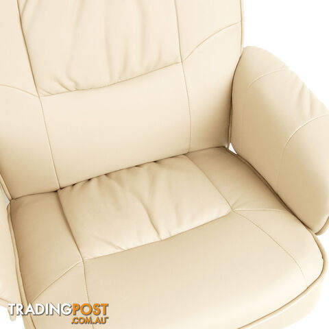 PU Leather Recliner Ottoman Chair Office Lounge Couch Armchair Beige