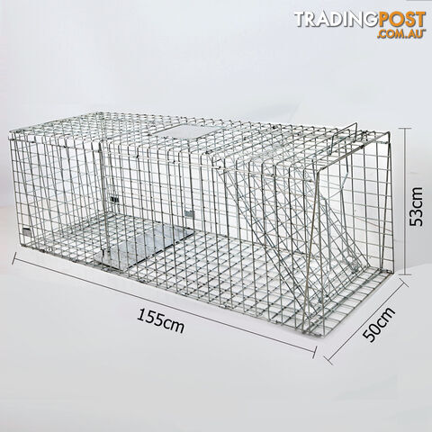 XXLarge Humane Animal Trap Cage Cat Possum Rabbit Fox Koala Hare Catch 150x50cm