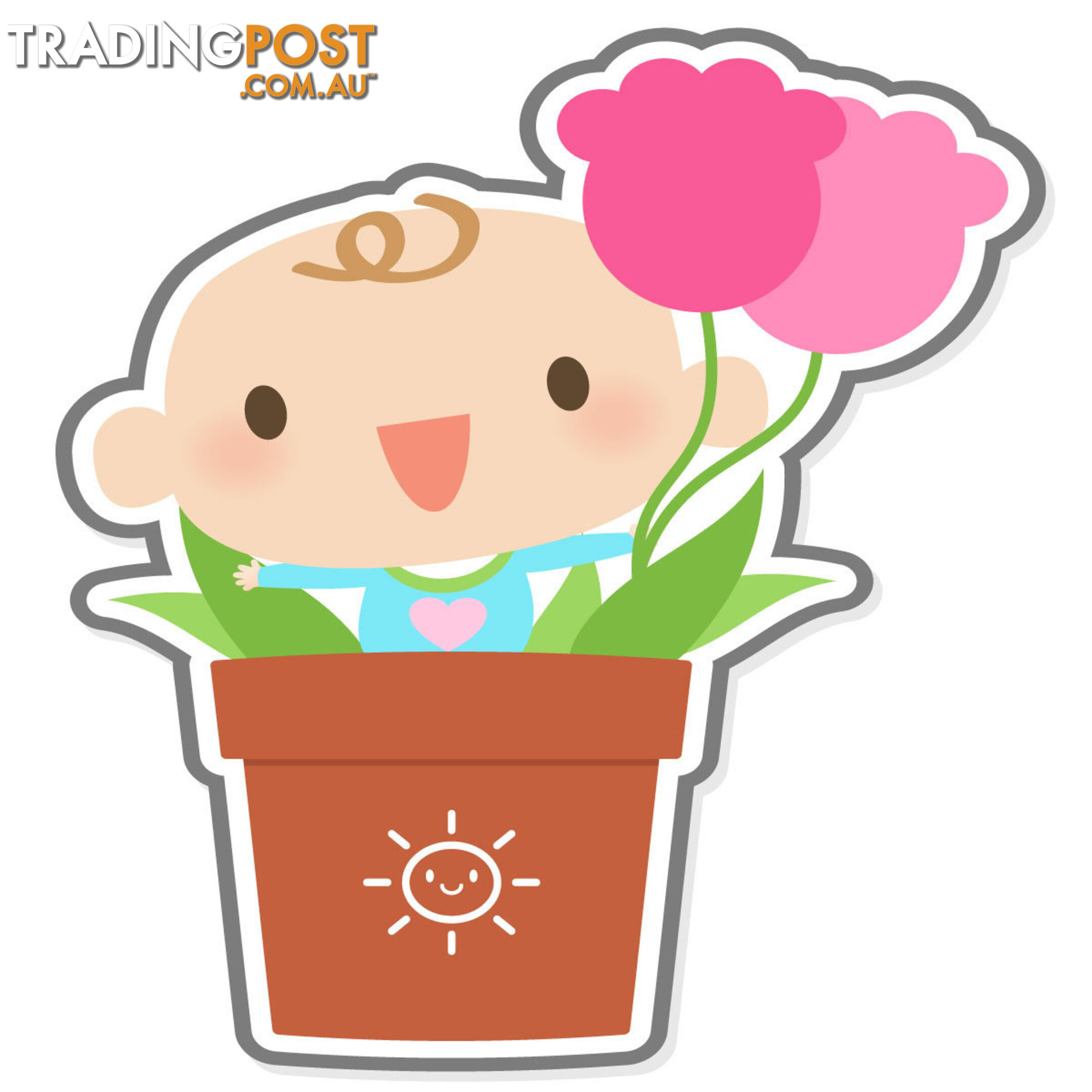 Flowerpot Boy Wall Stickers - Totally Movable