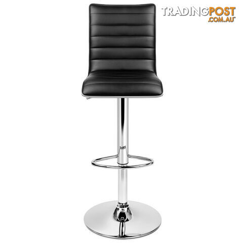 Set of 2 PU Leather Bar Stools - Black - photo 3 of 12