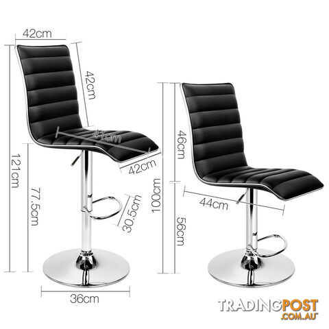Set of 2 PU Leather Bar Stools - Black - photo 2 of 12