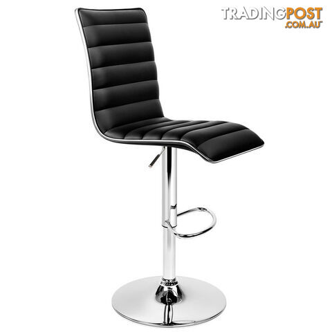 Set of 2 PU Leather Bar Stools - Black - photo 4 of 12