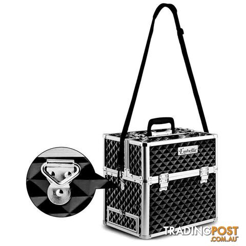 Portable Professional Makeup Beauty Case Cosmetic Box Carry Bag Diamond Black