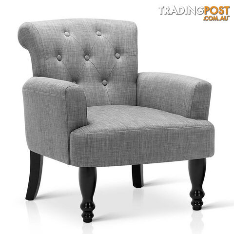 Wing Armchair French Provincial Linen Fabric Ash Grey