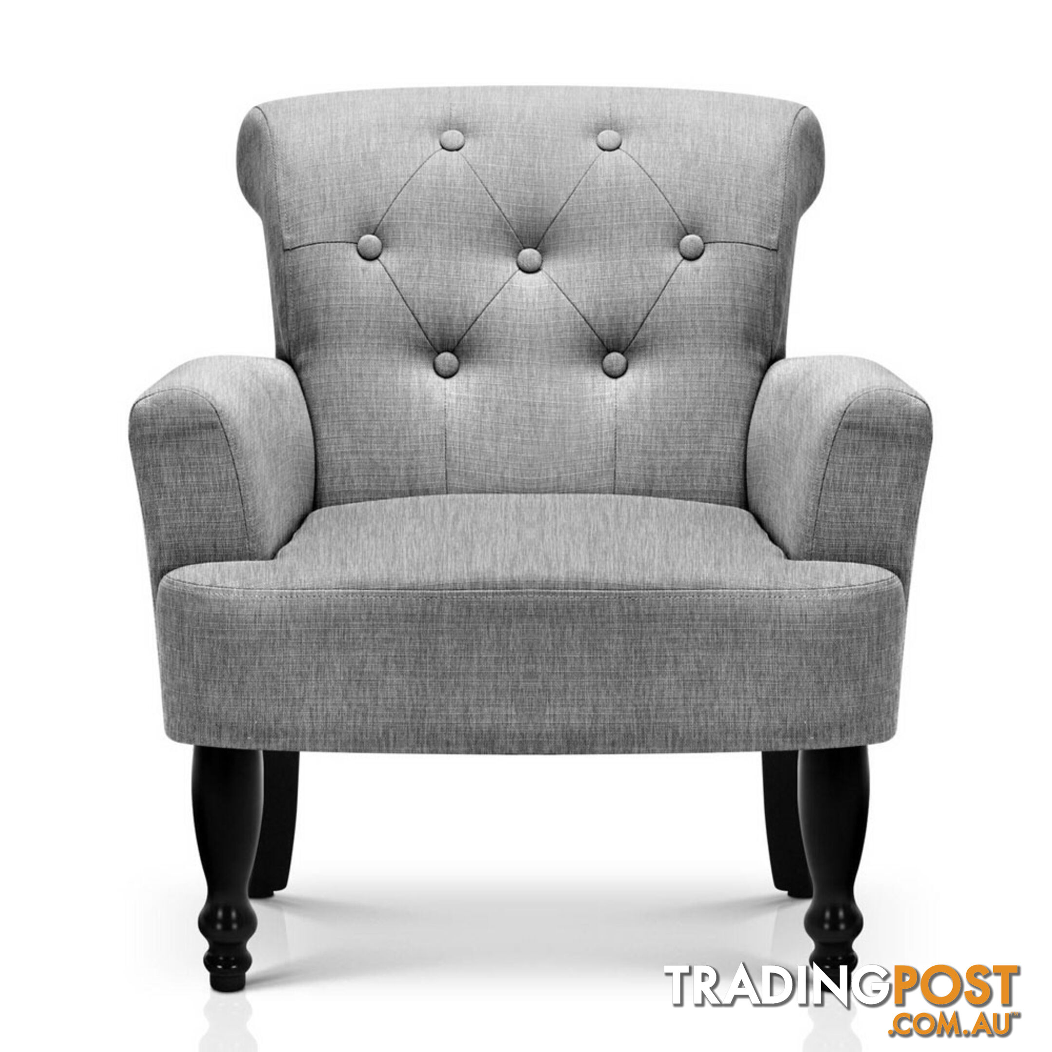 Wing Armchair French Provincial Linen Fabric Ash Grey