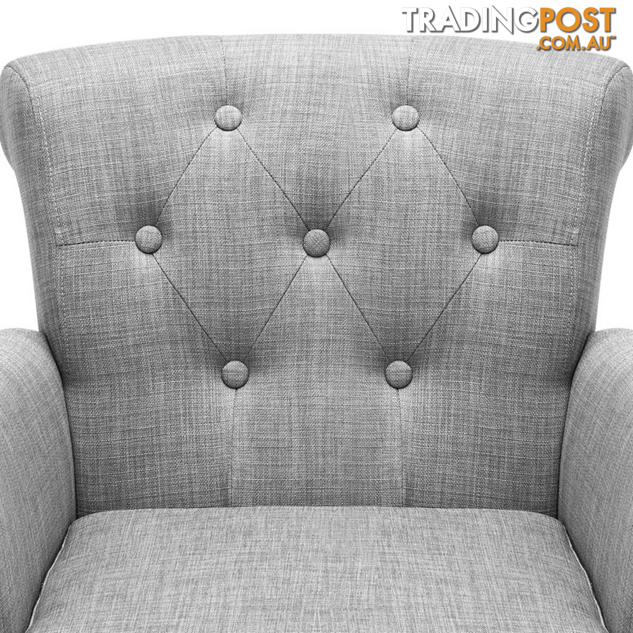 Wing Armchair French Provincial Linen Fabric Ash Grey