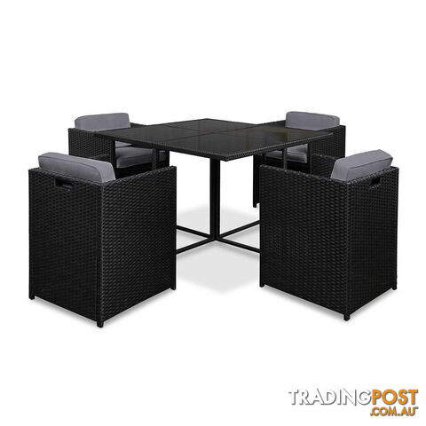 Rio Dining 5 Seater Set _ Black & Grey