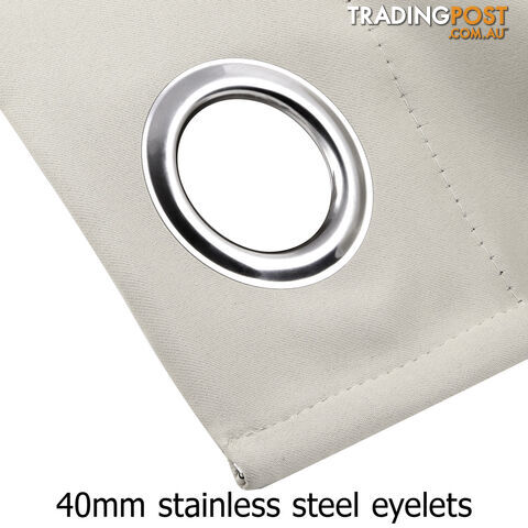 2 x Luxury Eyelet Blockout Curtain Room Darkening 250GSM 3 Layer 180x230cm Ecru - photo 3 of 9