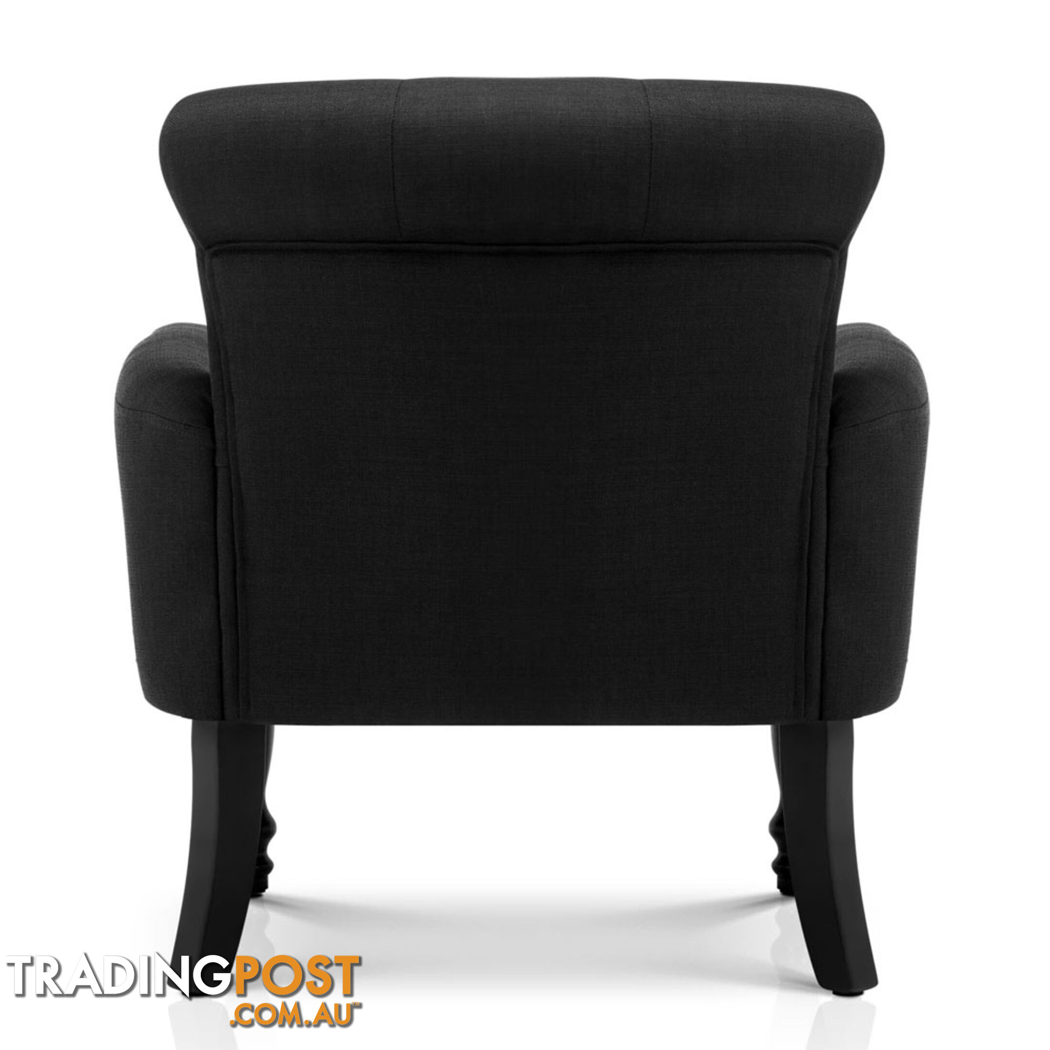 Wing Armchair French Provincial Linen Fabric Black