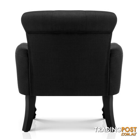 Wing Armchair French Provincial Linen Fabric Black