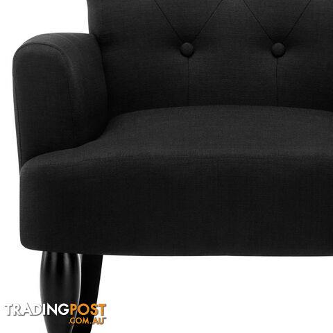 Wing Armchair French Provincial Linen Fabric Black