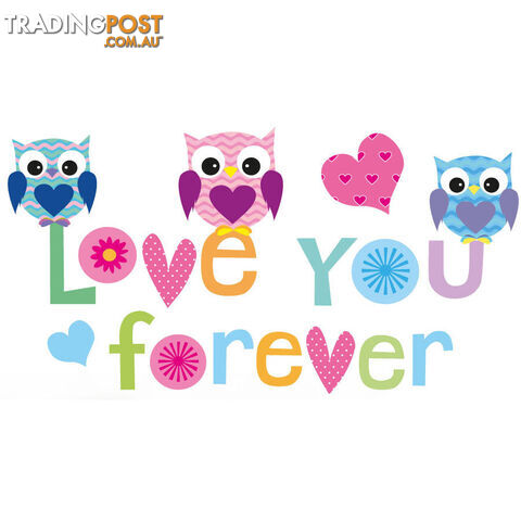 Large Size Love Forever Owls Wall Sticker - Totally Movable