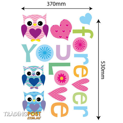 Large Size Love Forever Owls Wall Sticker - Totally Movable